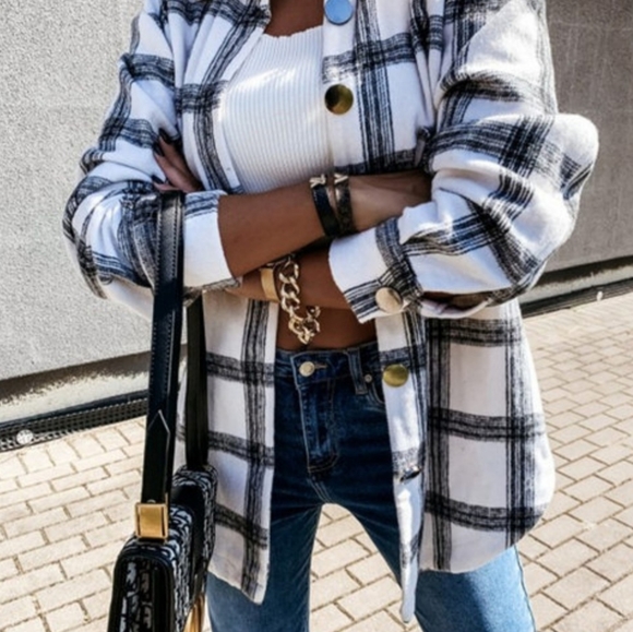 2021 Fashion Woman Plaid Long Sleeve Shirt - Picture 3 of 5